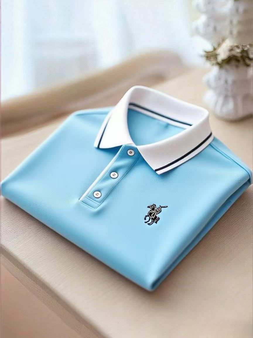 Men's Business Casual Button Short Sleeve Polo Shirt
