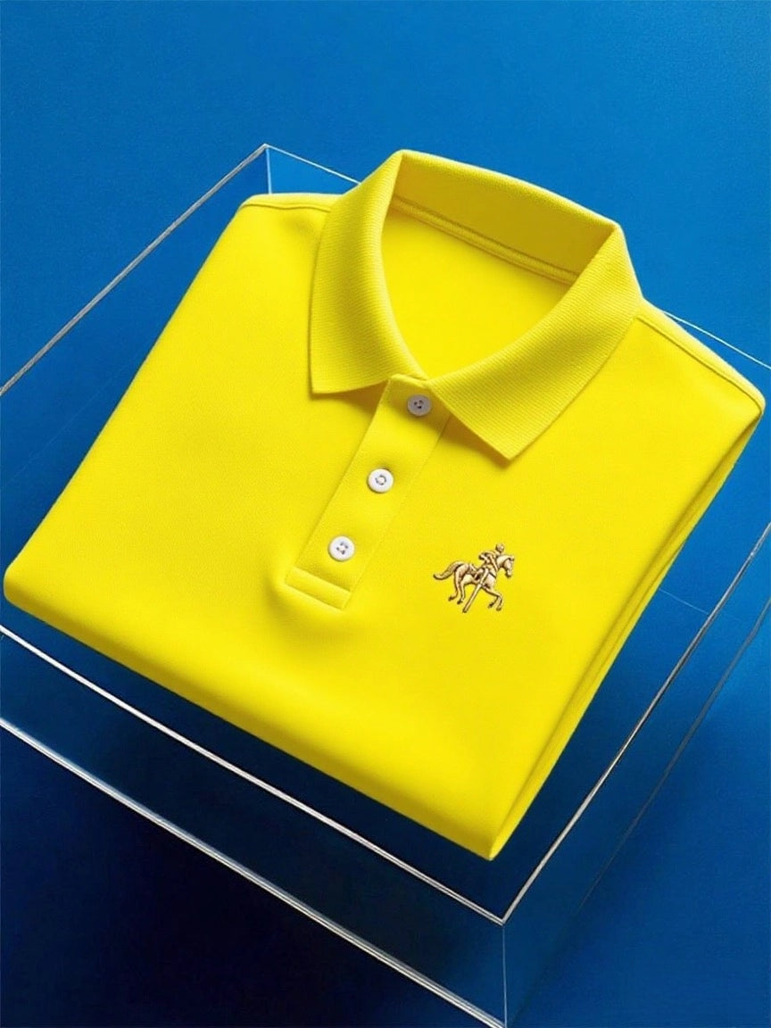 Men's Business Casual Button Short Sleeve Polo Shirt