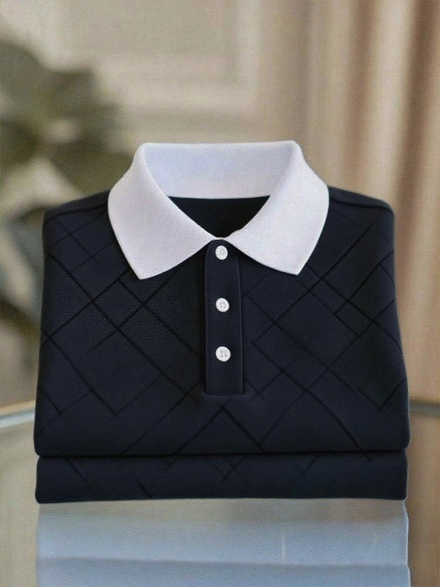 Men's Business Casual Button Short Sleeve Polo Shirt