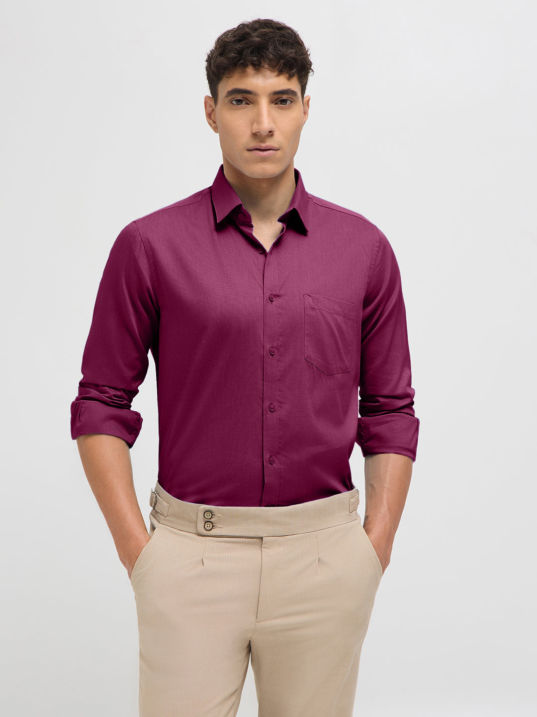 Rasberry Pink Solid Formal Shirt