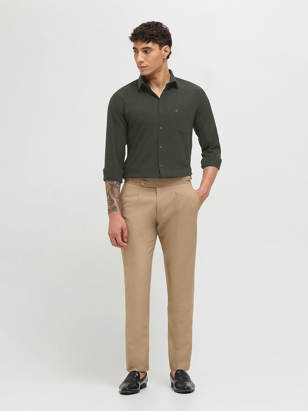 Earthy Khaki Solid Formal Shirt