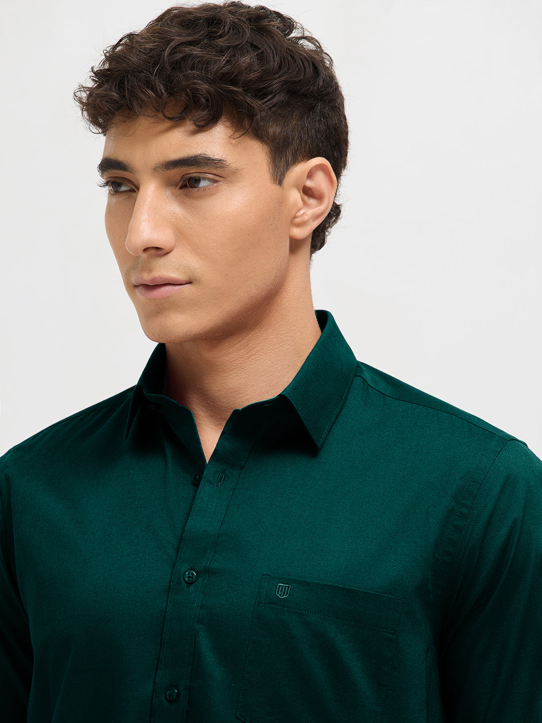 Blue Teal Solid Formal Shirt