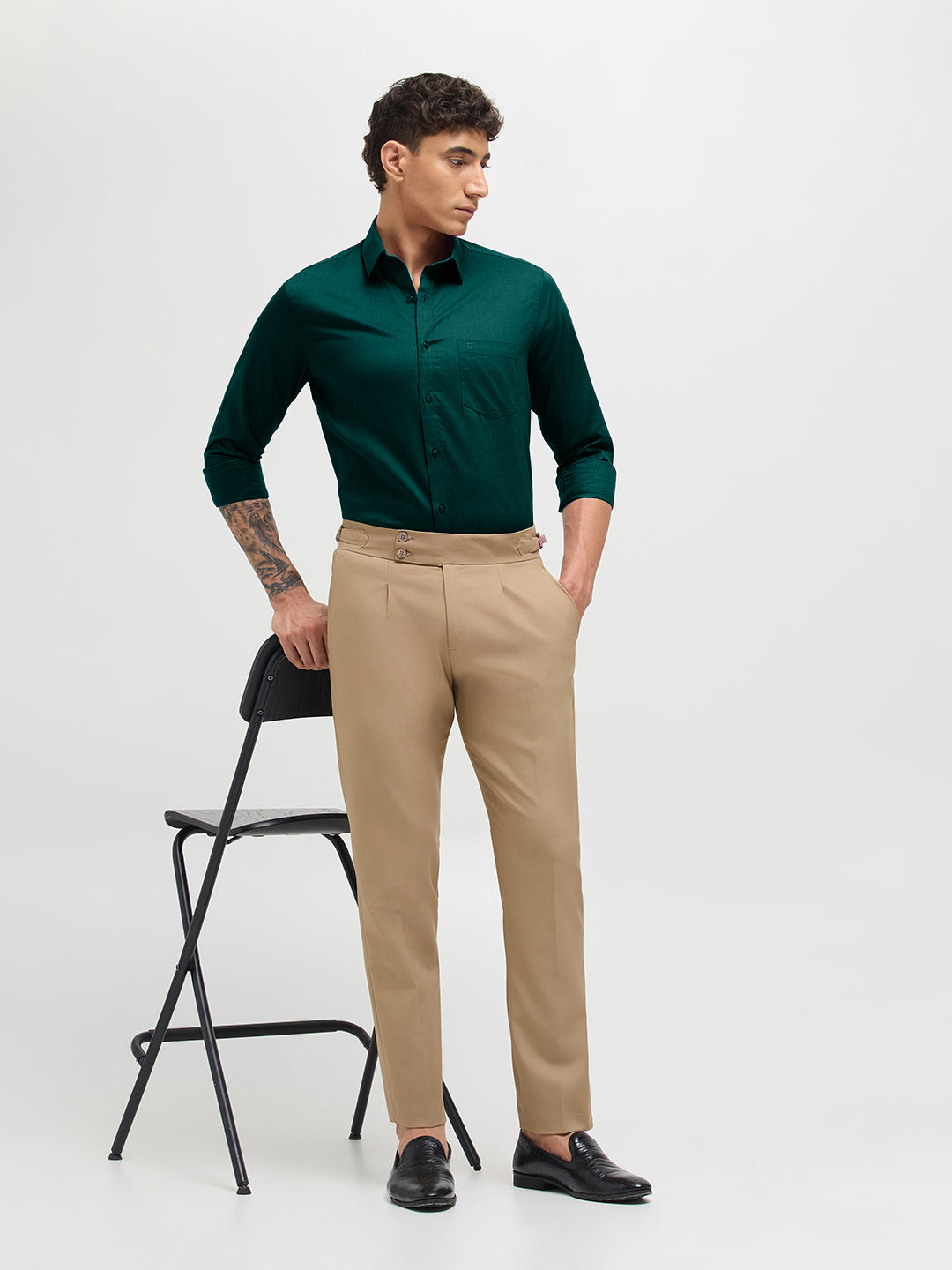 Blue Teal Solid Formal Shirt
