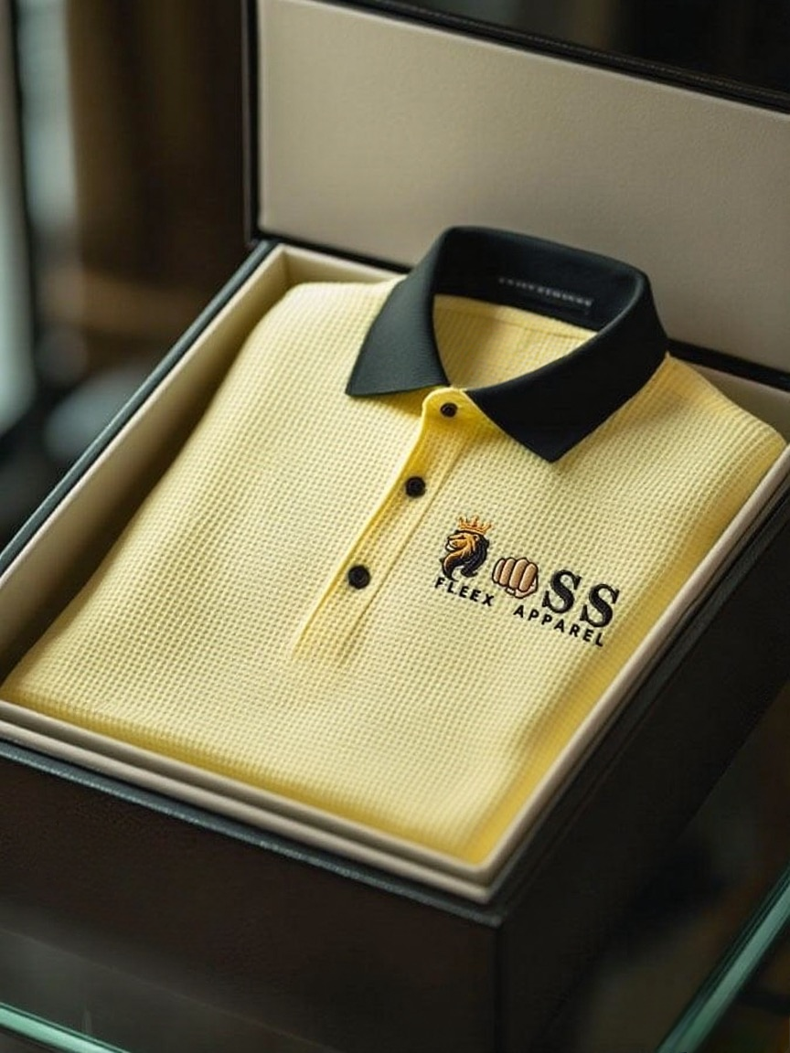Men's Fashion Business Style Letter Printed Waffle Casual Short Sleeve POLO Shirt