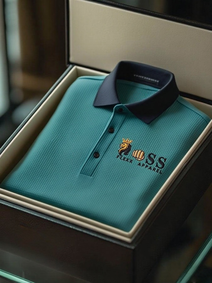 Men's Fashion Business Style Letter Printed Waffle Casual Short Sleeve POLO Shirt