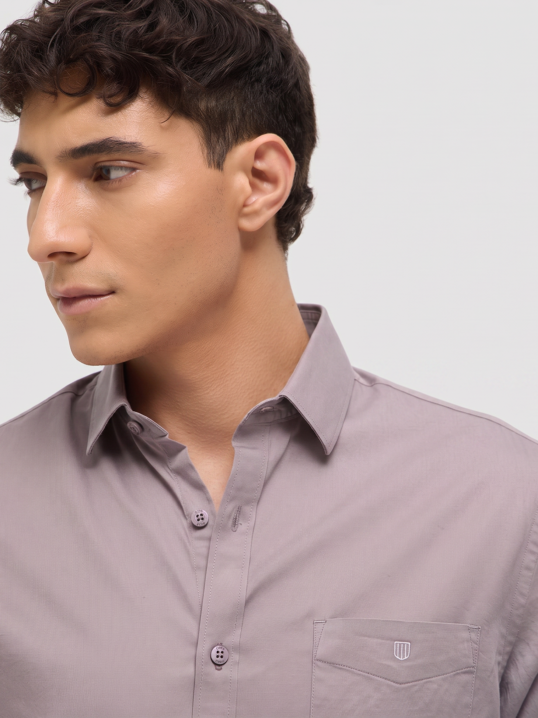 Light Khaki Twill Satin Solid Casual Shirt