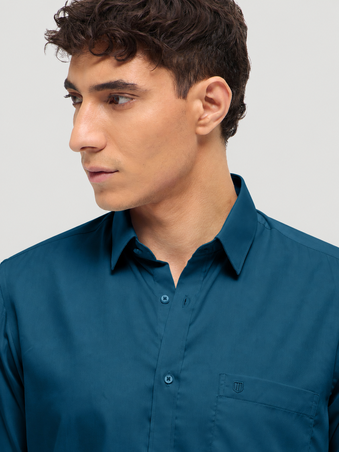 Dark Teal Green Solid Formal Shirt