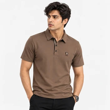 Men's Solid Brown Half Sleeve Polo T-Shirt