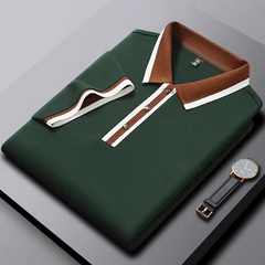 Men's Dark Green Contrast Collar Half Sleeve Polo T-Shirt
