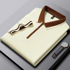 Men's Off White Contrast Collar Half Sleeve Polo T-Shirt