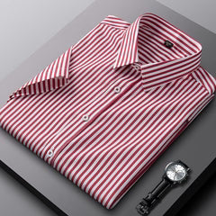 Men's Maroon & White Striped Full Sleeve Shirt