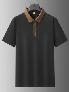 Men's Black Contrast Collar Half Sleeve Polo T-Shirt