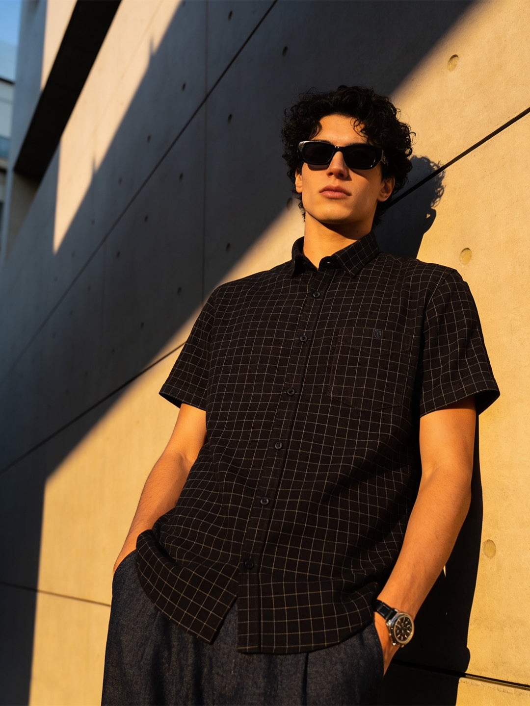 Black and White Checked Casual Shirt