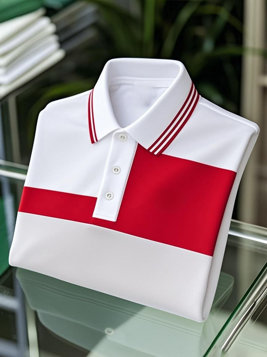 Men's Business Casual Button Short Sleeve Polo Shirt