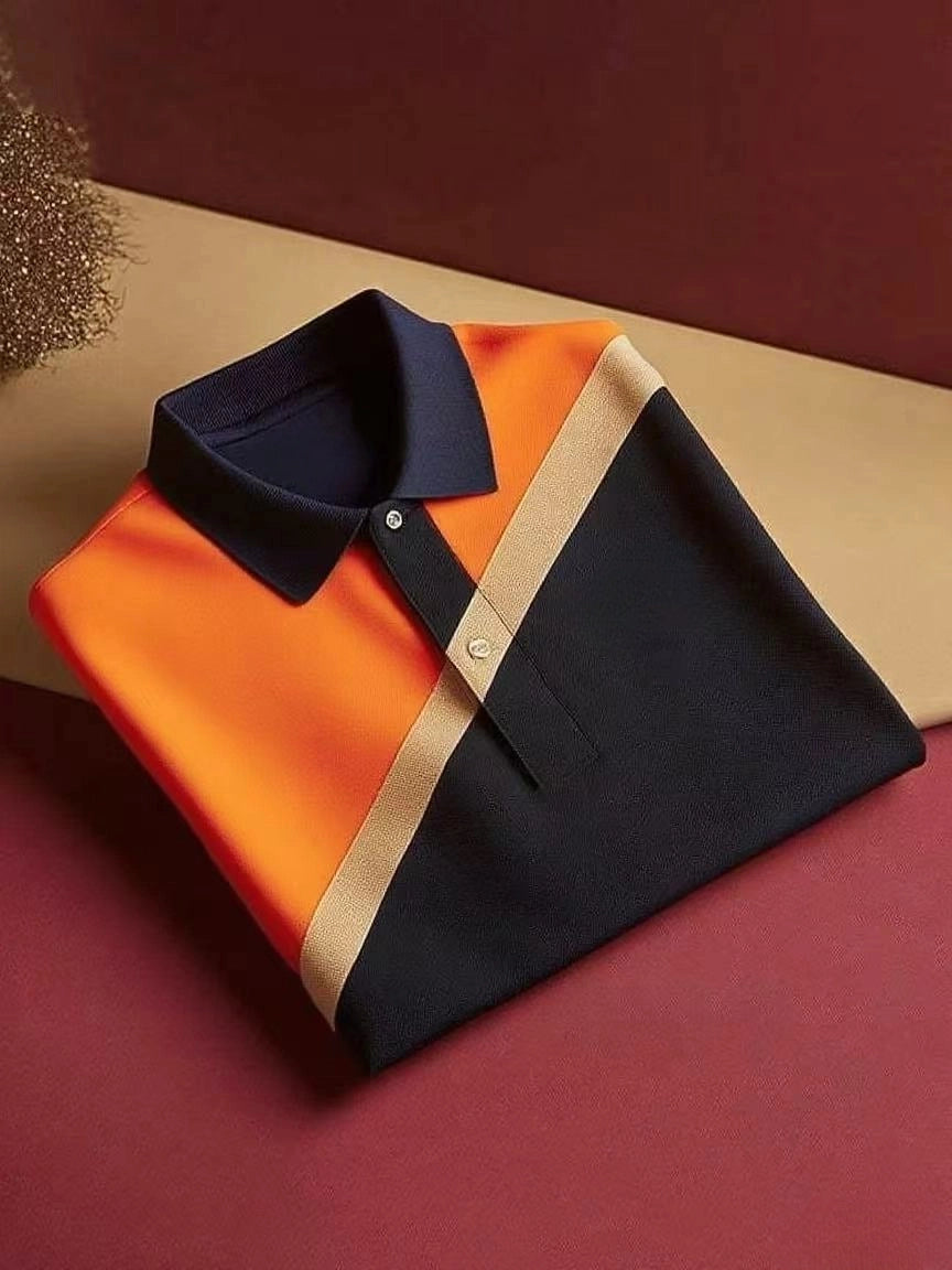 Men's Classic Business Button Short Sleeve Polo Shirt