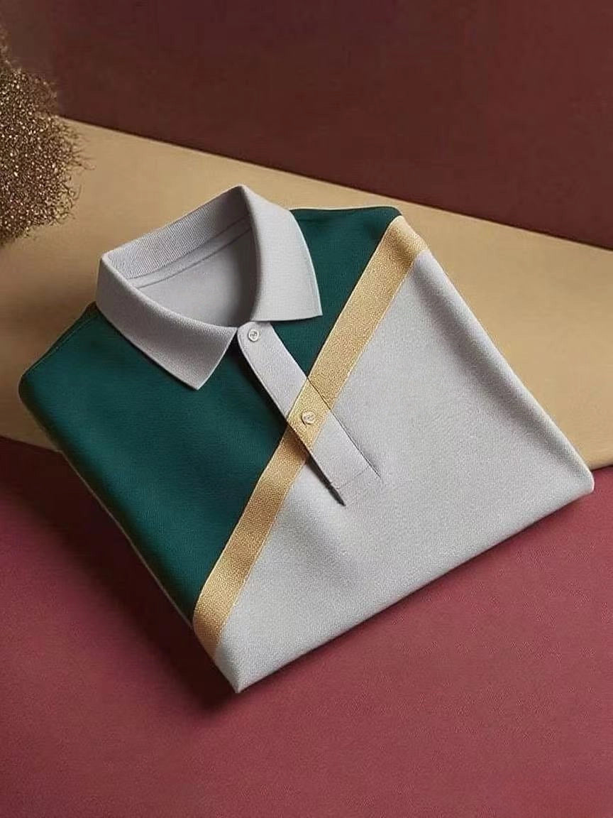 Men's Classic Business Button Short Sleeve Polo Shirt