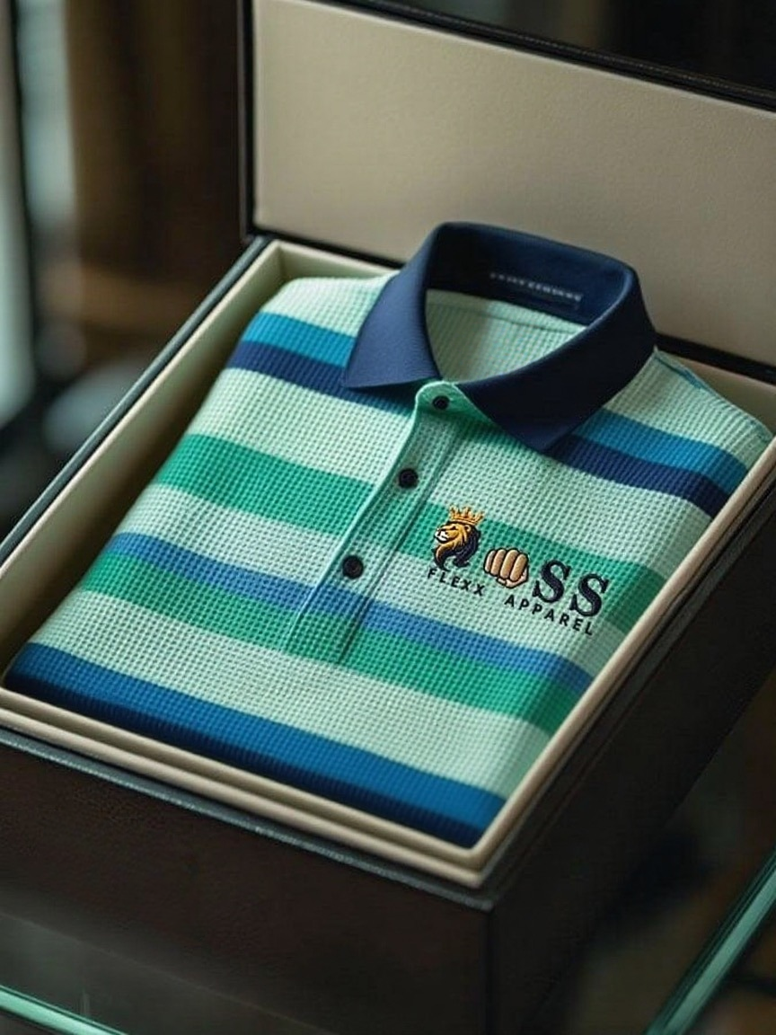 Men's Fashion Business Style Letter Printed Waffle Casual Short Sleeve POLO Shirt