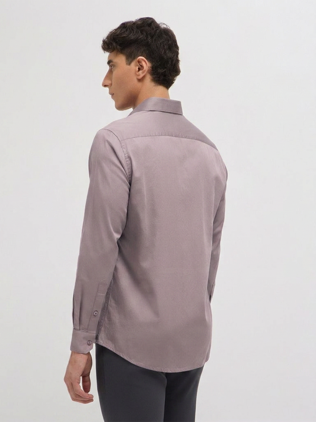 Light Khaki Twill Satin Solid Casual Shirt