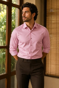 Men's Solid Pink Full Sleeve Shirt