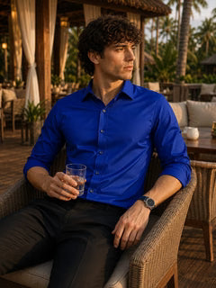 Men's Solid Royal Blue Full Sleeve Shirt