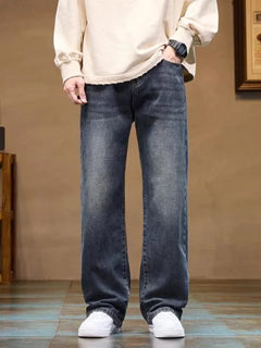 Men's Dark Blue Washed Straight Fit Denim Jeans