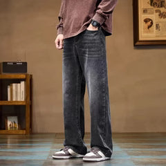 Men's Black Washed Straight Fit Denim Jeans