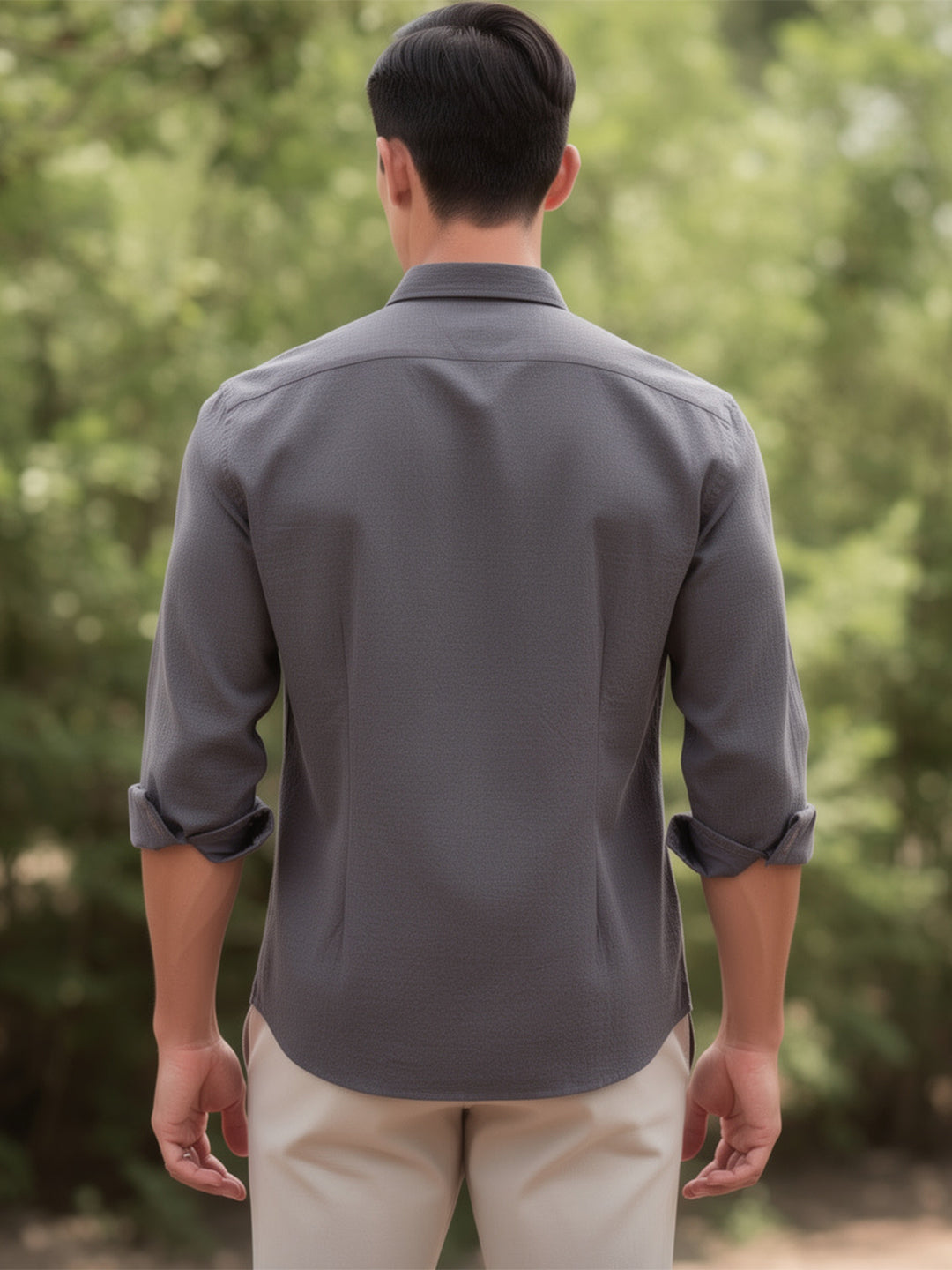 Charcoal Grey Plain Casual Shirt