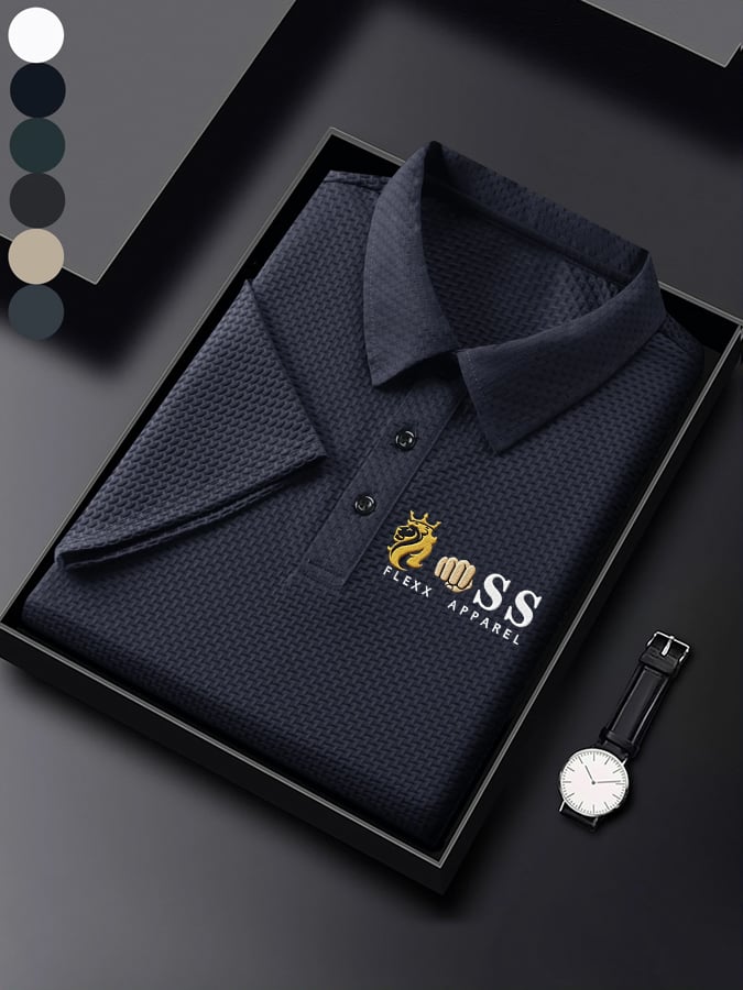 Men'S Waffle Fabric Casual Short Sleeve POLO Shirt