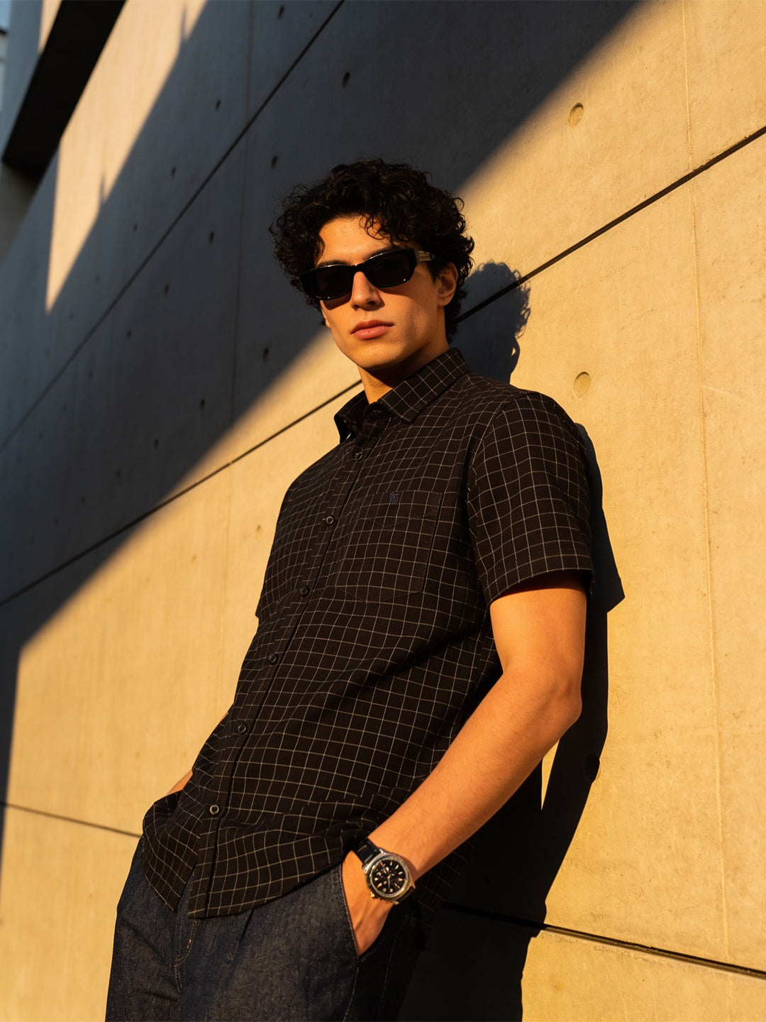 Black and White Checked Casual Shirt
