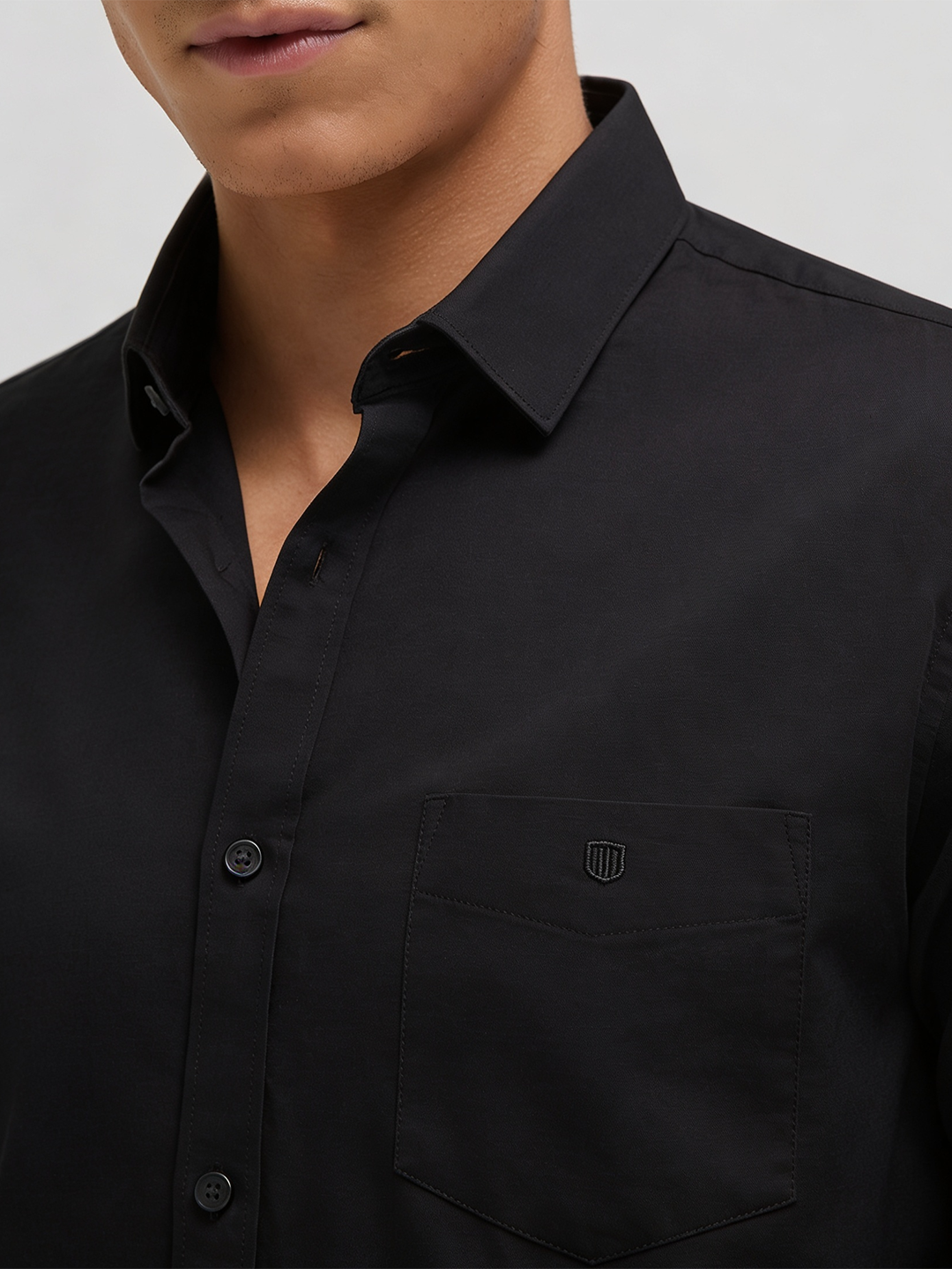 Black Cotton Linen Solid Casual Shirt