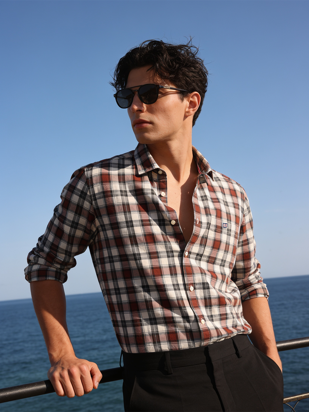 Harvest Brown and Ivory Checked Casual Shirt