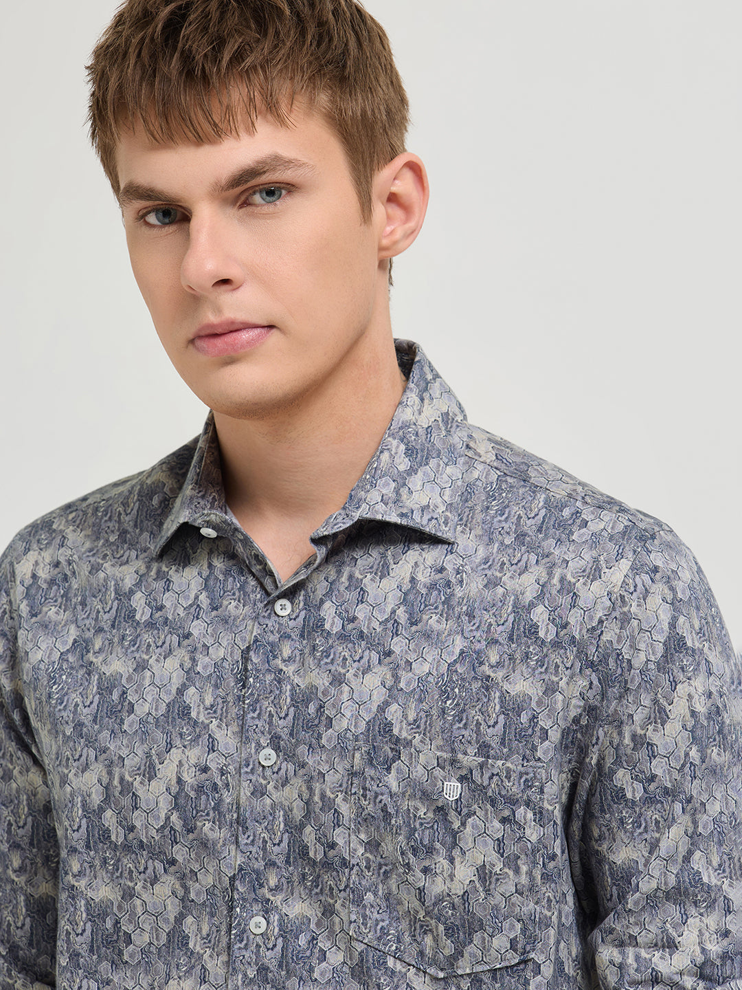 Cloud Grey Printed Casual Shirt