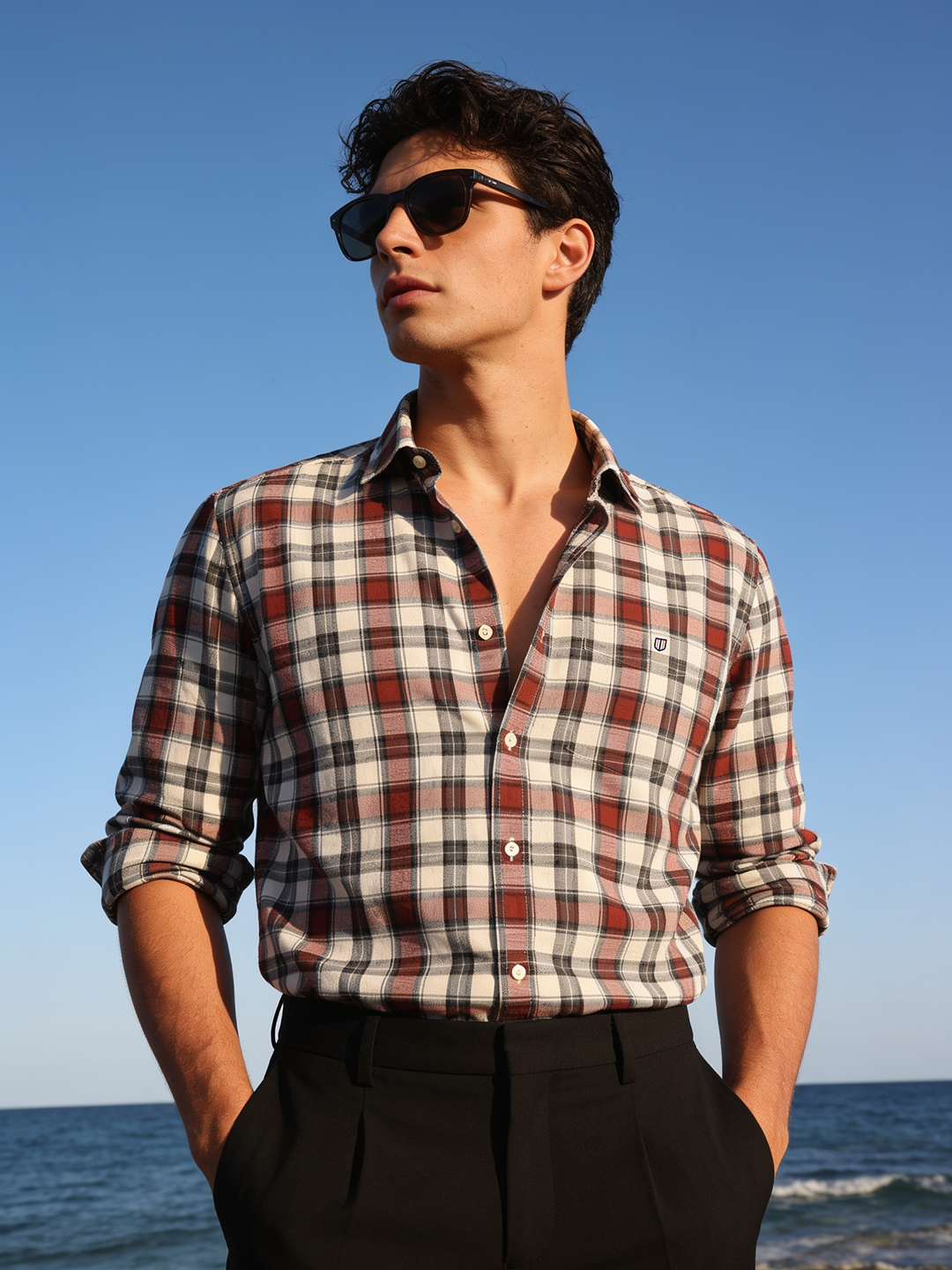 Harvest Brown and Ivory Checked Casual Shirt