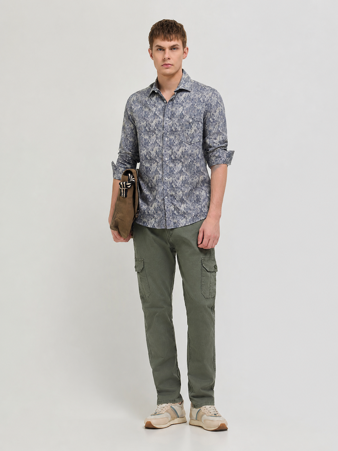 Cloud Grey Printed Casual Shirt