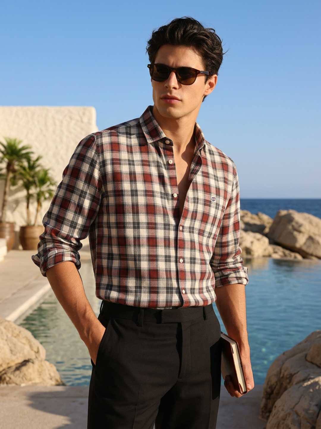 Harvest Brown and Ivory Checked Casual Shirt