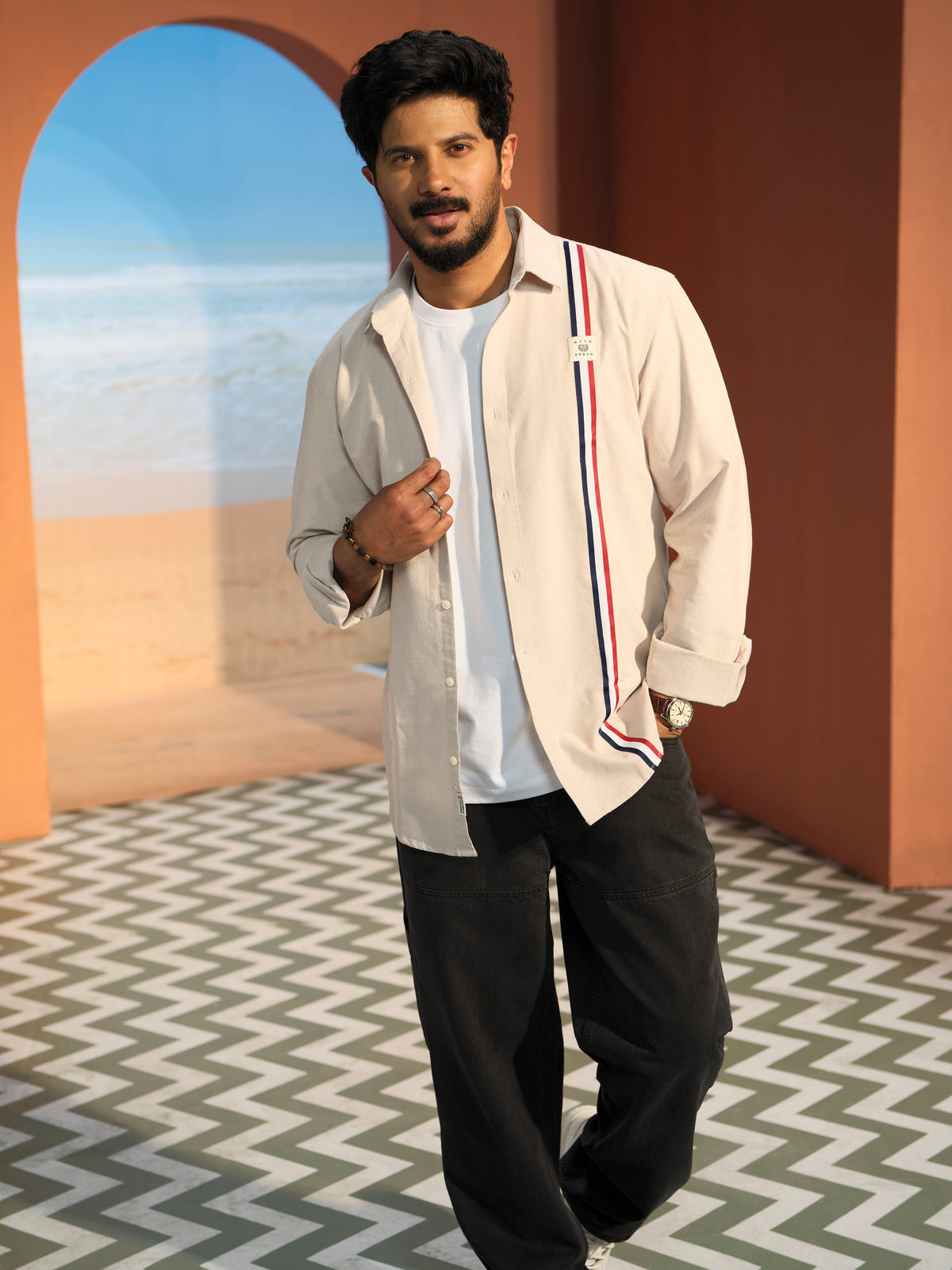 Camel Khaki Plain Urban Casual Shirt