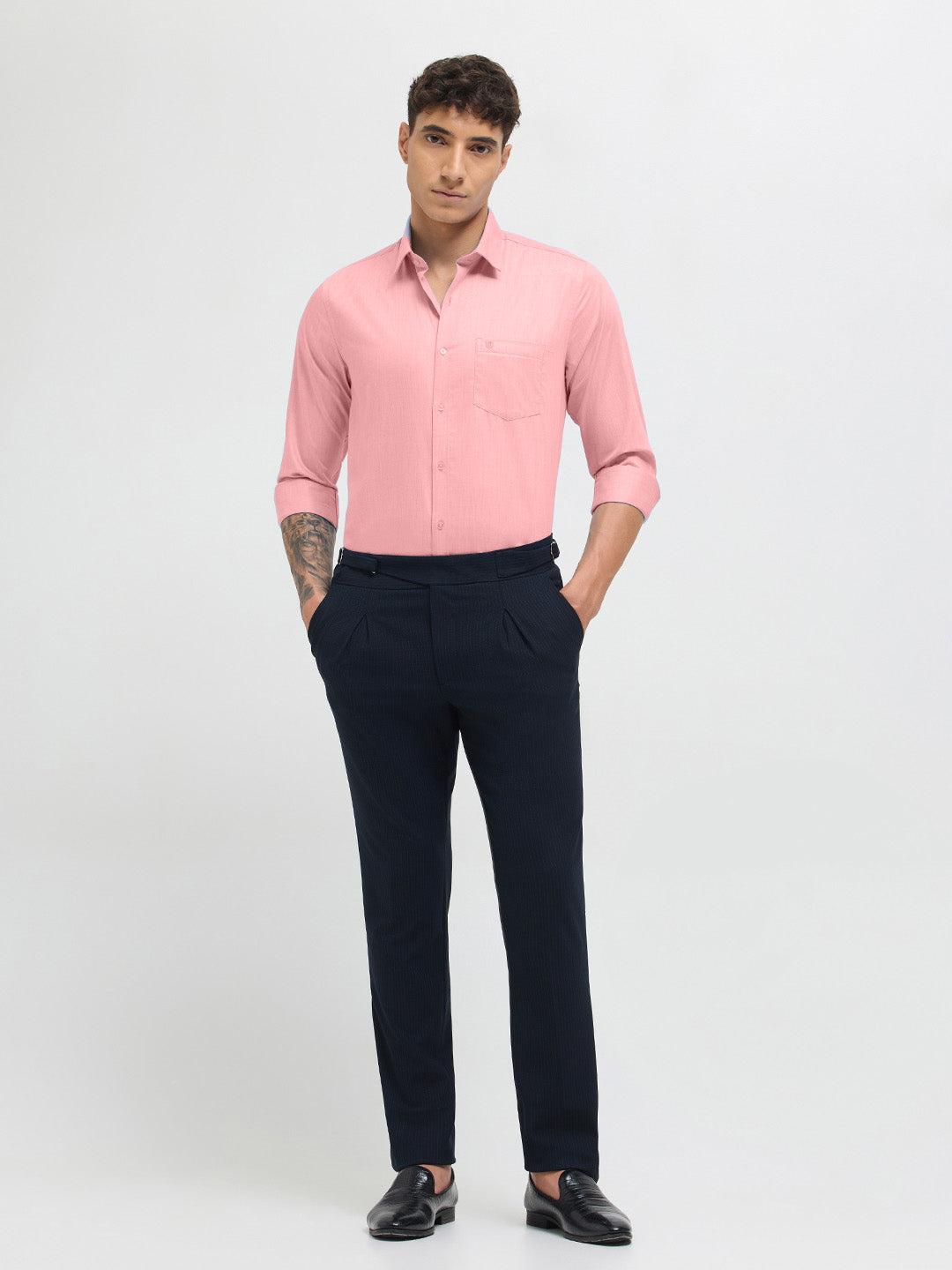 Pastel Peach Solid Formal Shirt