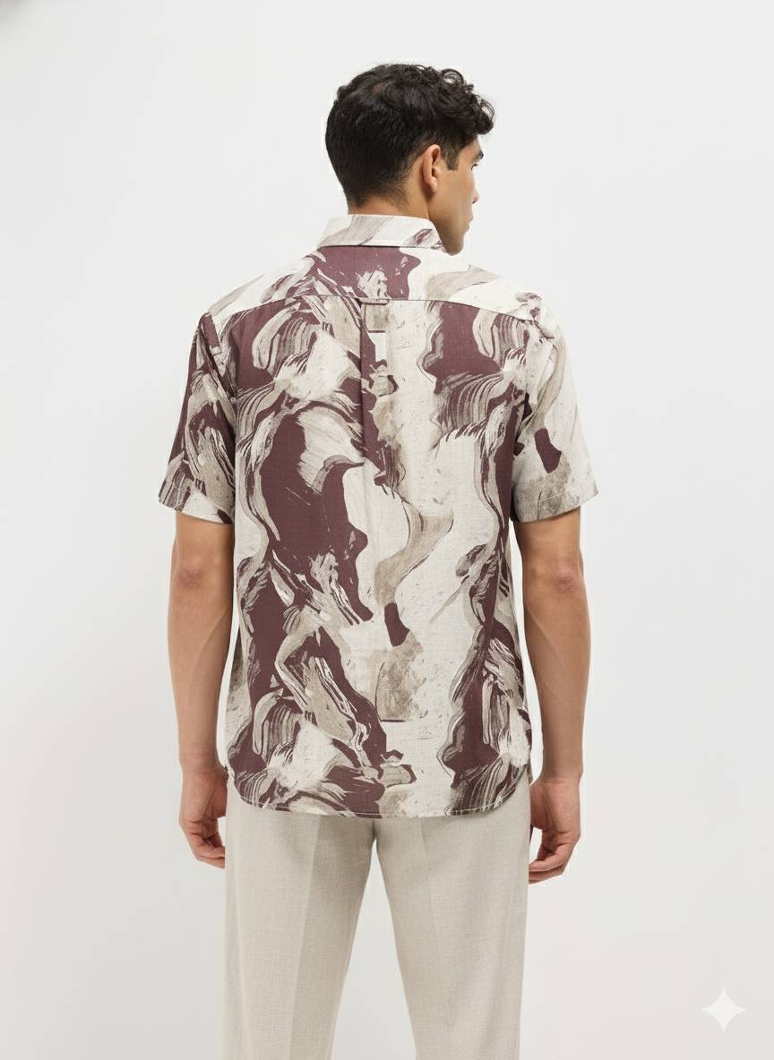 Maroon Artistic Abstract Printed Casual Shirt