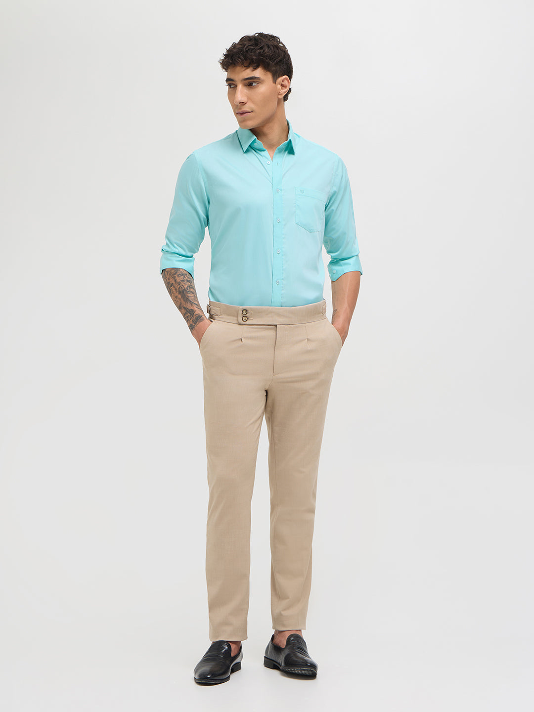 Mint Green Solid Formal Shirt
