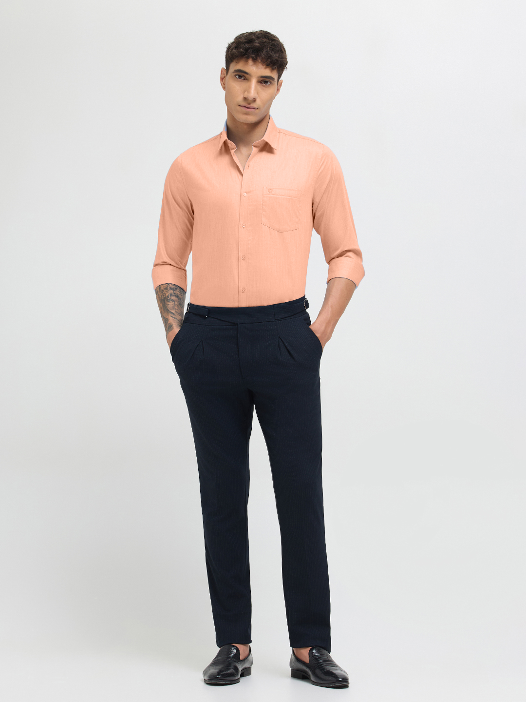 Powder Peach Solid Formal Shirt