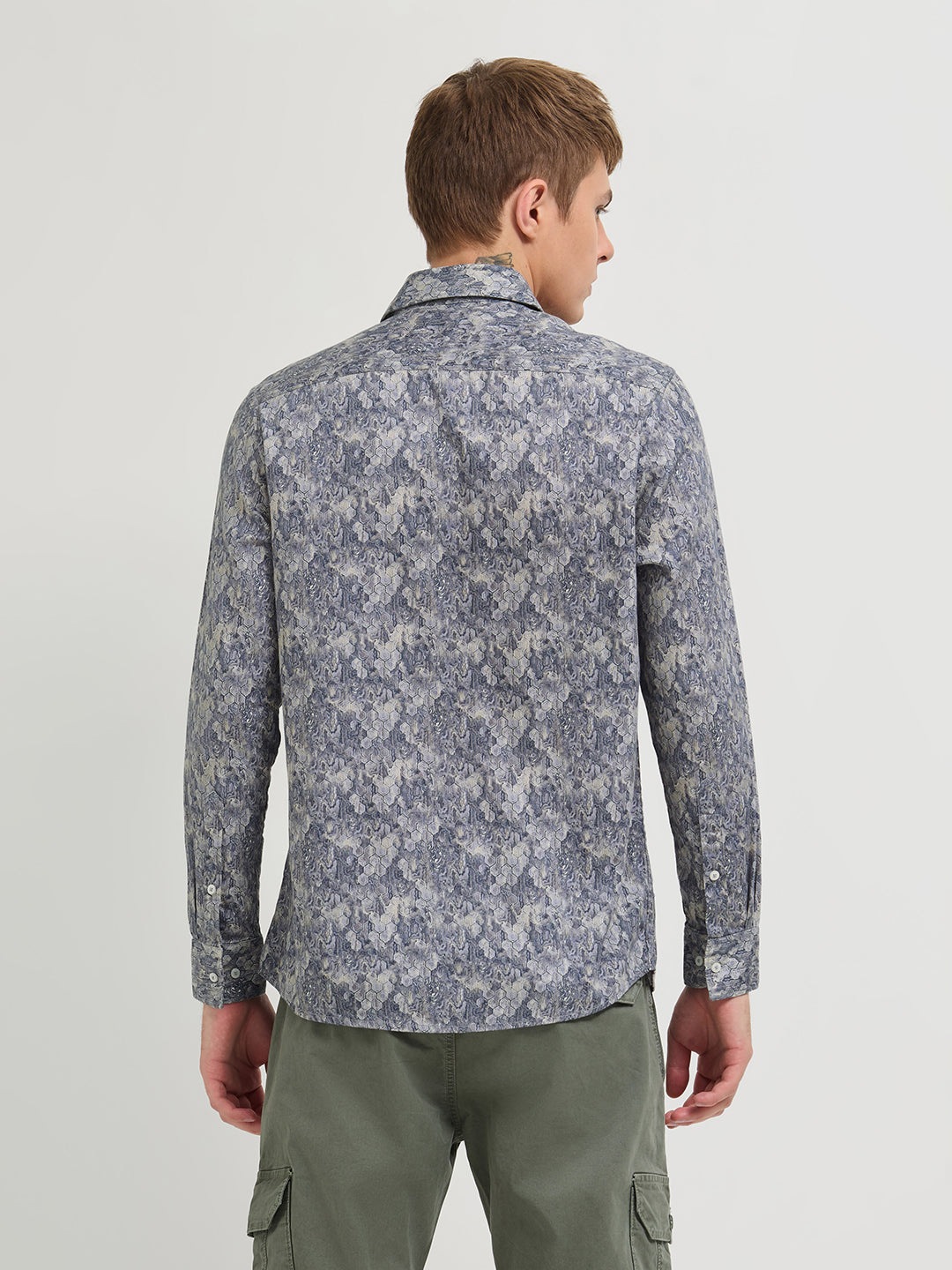 Cloud Grey Printed Casual Shirt