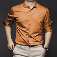 Men's Solid Rust Orange Full Sleeve Shirt