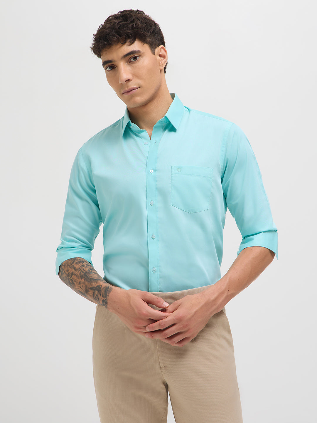 Mint Green Solid Formal Shirt