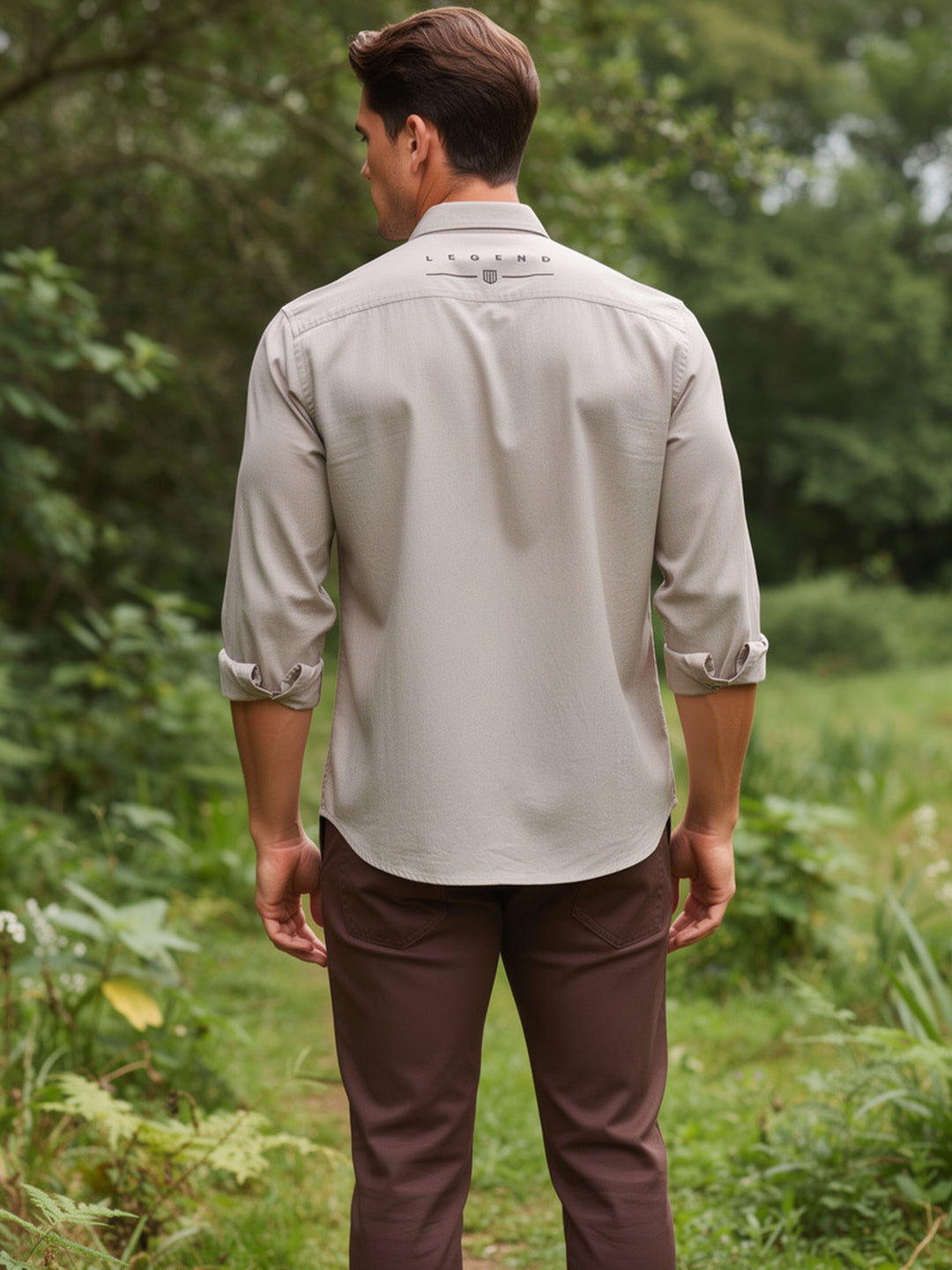 Desert Sand Beige Printed Casual Shirt With Dual Pockets