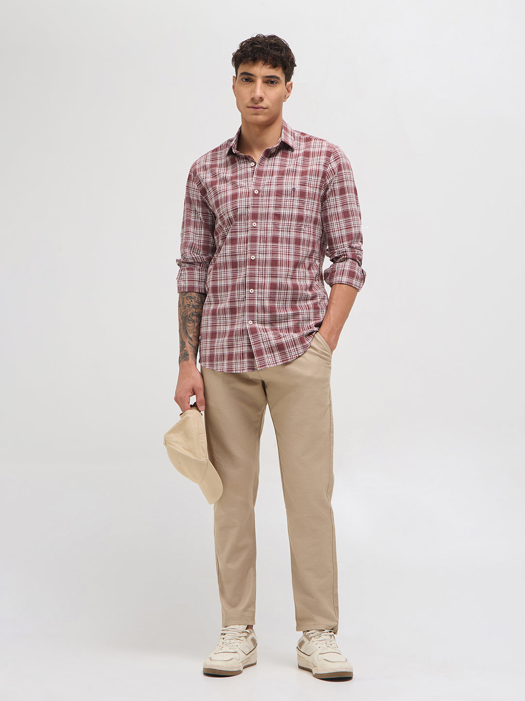 Rose Red Checked Casual Shirt