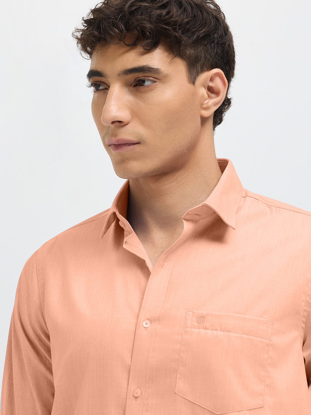 Powder Peach Solid Formal Shirt