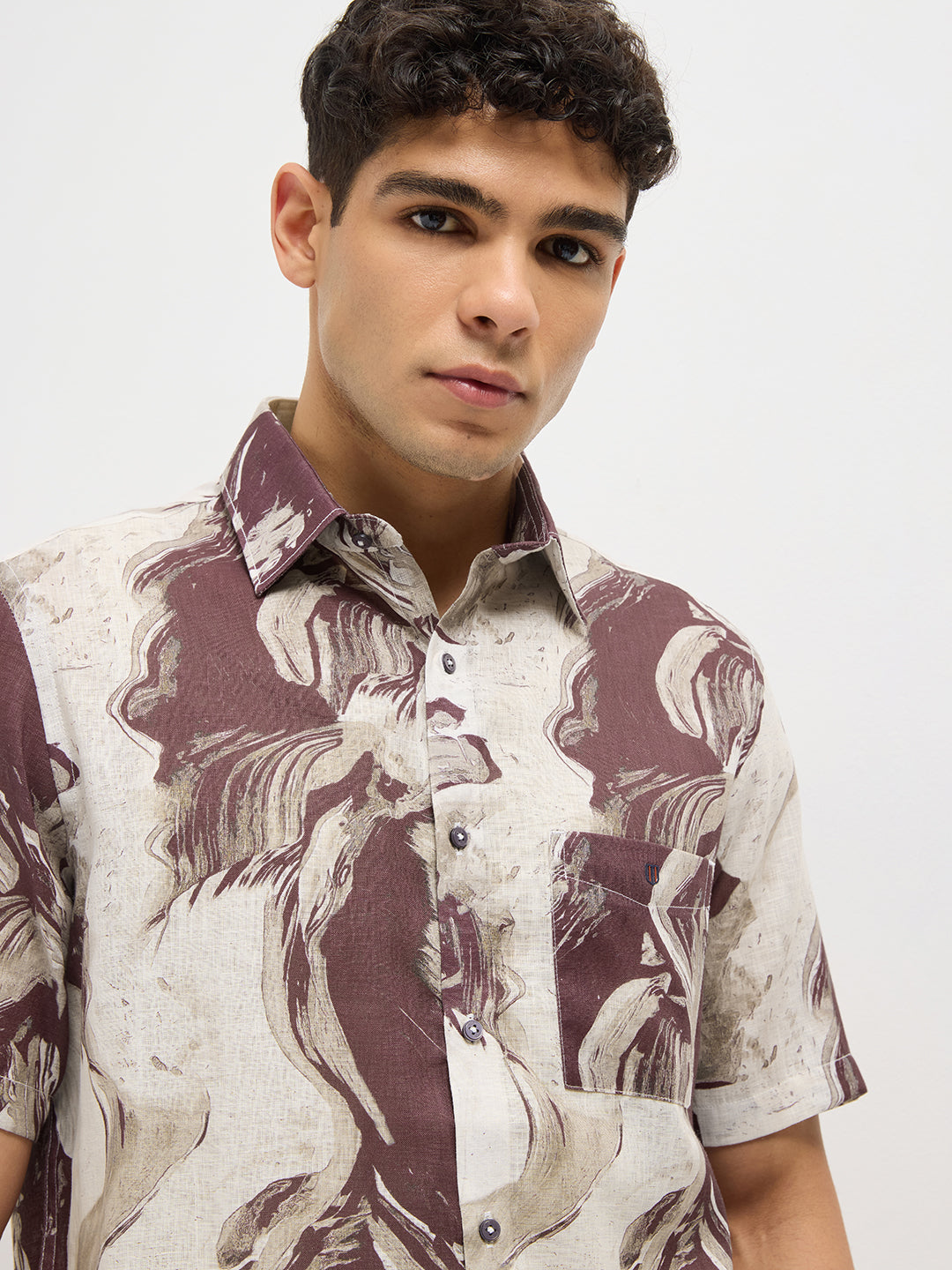 Maroon Artistic Abstract Printed Casual Shirt