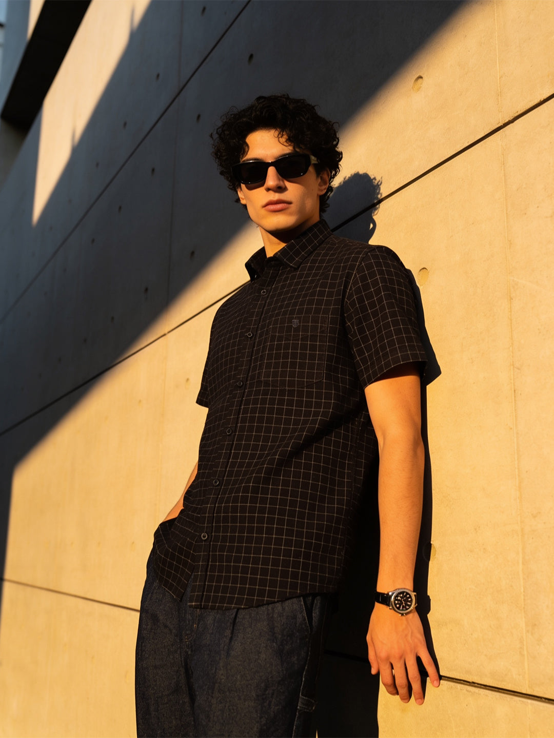 Black and White Checked Casual Shirt
