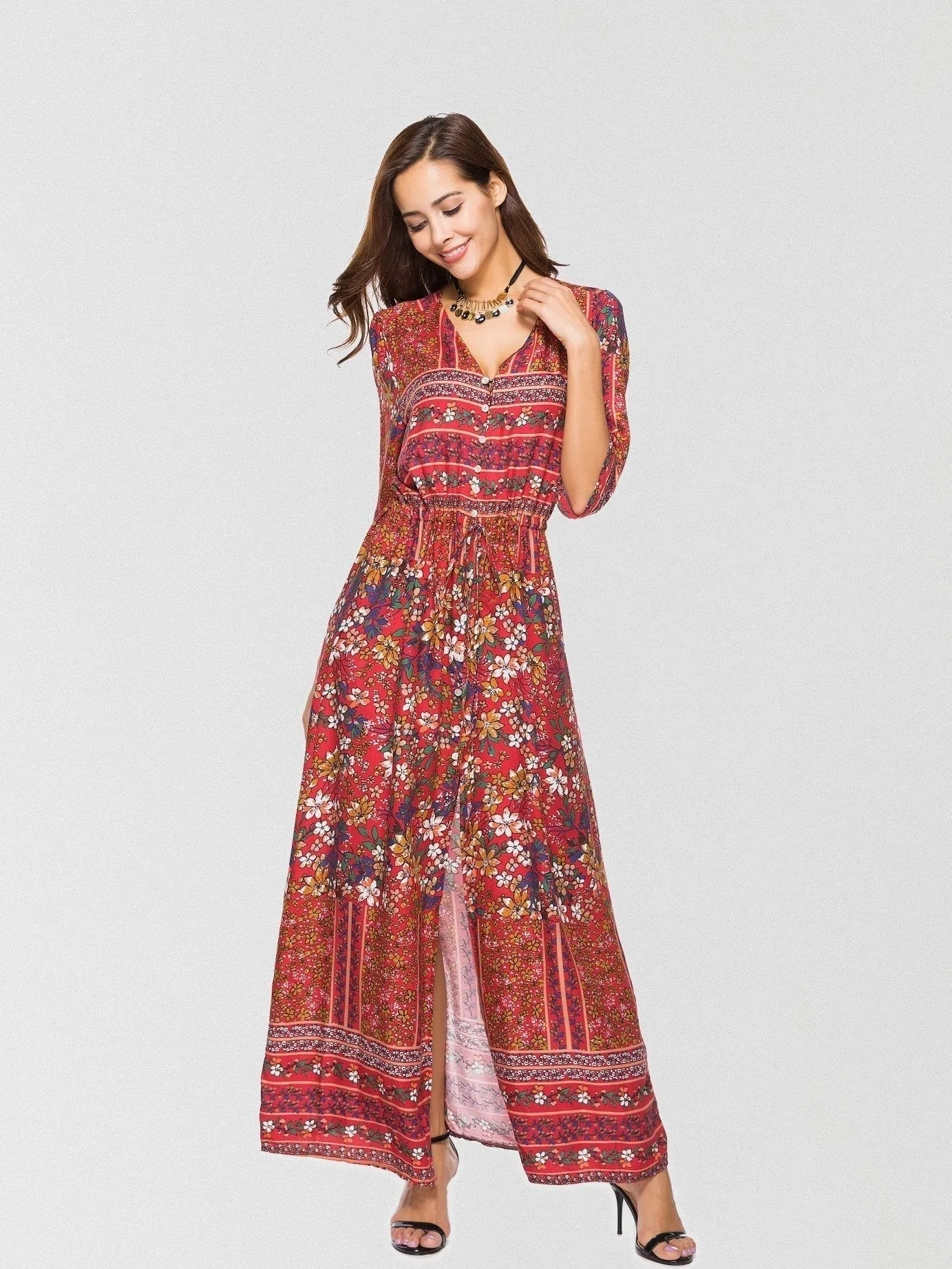 2024Simply Sweet Floral Button Down Maxi Dress