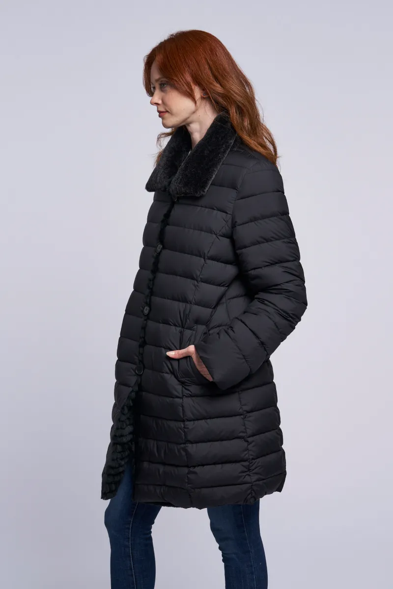 4255 Down coat reverses to genuine shearling  holiday Special. $475